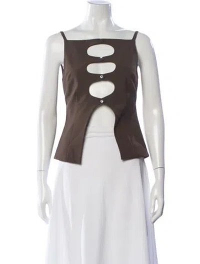 Pre-owned Sandy Liang Square Neckline Sleeveless Top In Neutral