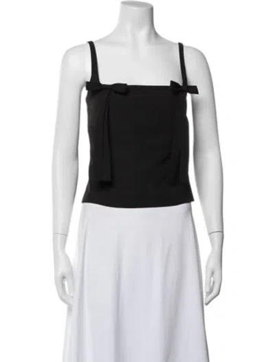Pre-owned Sandy Liang Square Neckline Sleeveless Top W/ Tags In Black