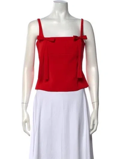 Pre-owned Sandy Liang Square Neckline Sleeveless Top W/ Tags In Red