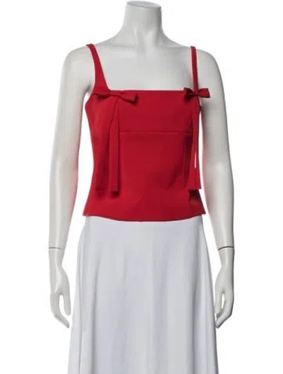 Pre-owned Sandy Liang Square Neckline Sleeveless Top W/ Tags In Red