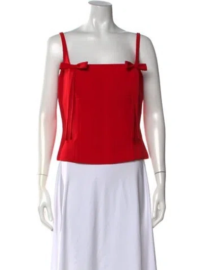 Pre-owned Sandy Liang Square Neckline Sleeveless Top W/ Tags In Red