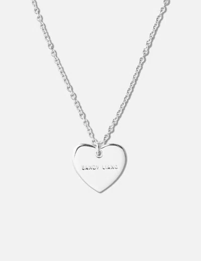 Sandy Liang Sterling Silver Heart Tag Necklace In Gray
