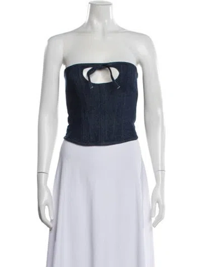 Pre-owned Sandy Liang Strapless Crop Top In Brown