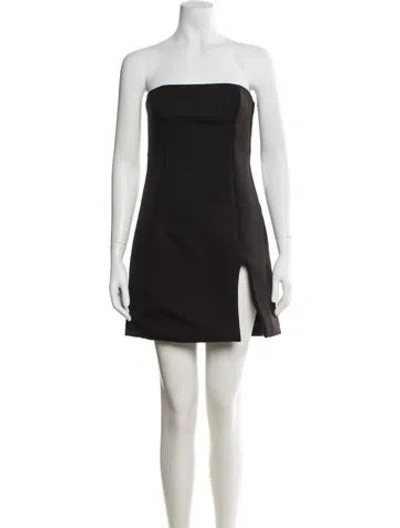 Pre-owned Sandy Liang Strapless Mini Dress In Black