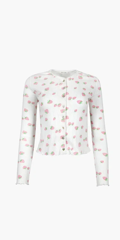 Sandy Liang Straw Cardigan In White