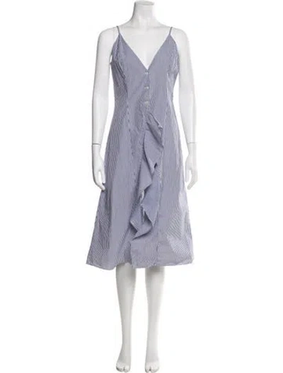 Pre-owned Sandy Liang Striped Knee-length Dress In Blue