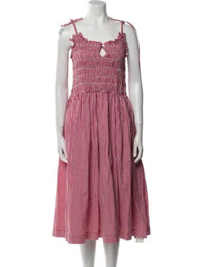 Pre-owned Sandy Liang Striped Midi Length Dress In Red