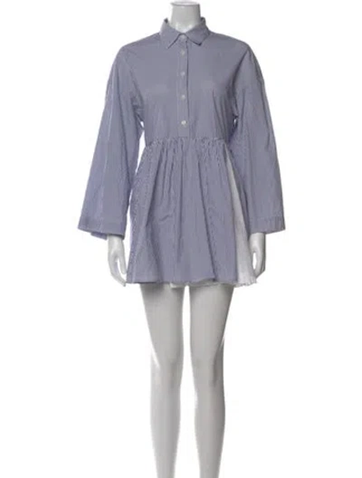 Pre-owned Sandy Liang Striped Mini Dress In Blue