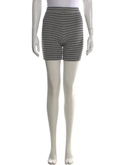 Pre-owned Sandy Liang Striped Mini Shorts In Gray