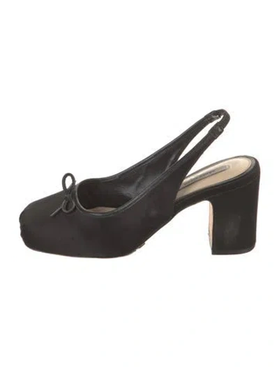 Pre-owned Sandy Liang Suede Slingback Pumps In Black