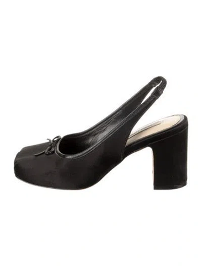 Pre-owned Sandy Liang Suede Slingback Pumps In Black