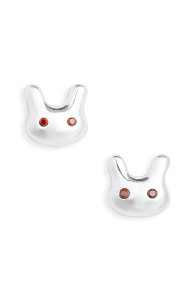 Sandy Liang Terminator Bunny Stud Earrings In Metallic