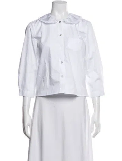 Pre-owned Sandy Liang Three-quarter Sleeve Blouse In White