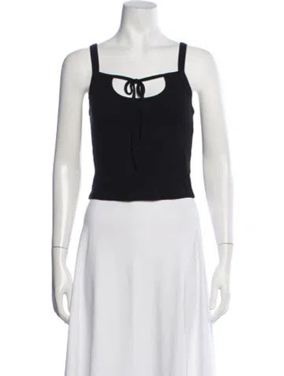 Pre-owned Sandy Liang Tie Neck Sleeveless Crop Top In Black