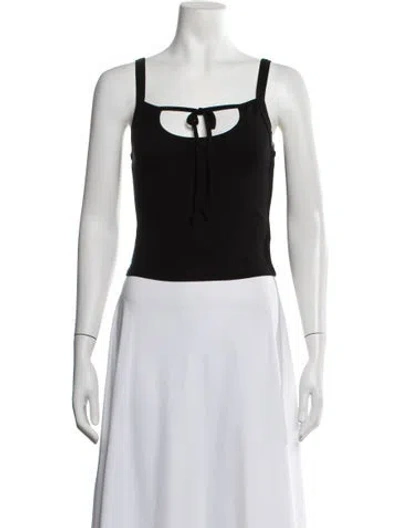 Pre-owned Sandy Liang Tie Neck Sleeveless Crop Top In Black
