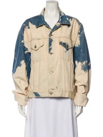 Pre-owned Sandy Liang Tie-dye Print Denim Jacket In Neutral