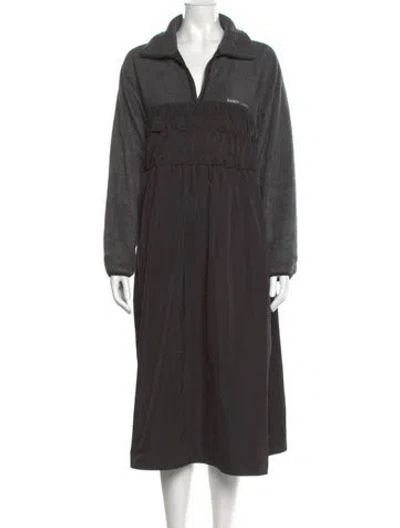 Pre-owned Sandy Liang Turtleneck Midi Length Dress In Gray