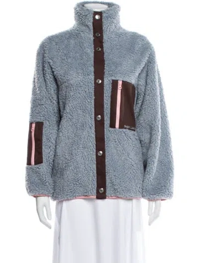 Pre-owned Sandy Liang Tweed Pattern Jacket In Blue
