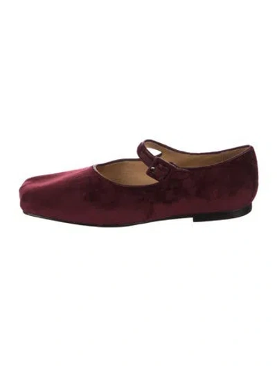Pre-owned Sandy Liang Velvet Mary Jane Flats In Burgundy