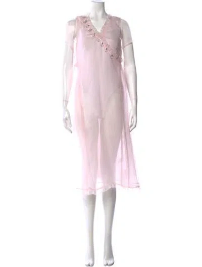 Pre-owned Sandy Liang V-neck Midi Length Dress In Pink