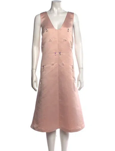 Pre-owned Sandy Liang V-neck Midi Length Dress In Pink
