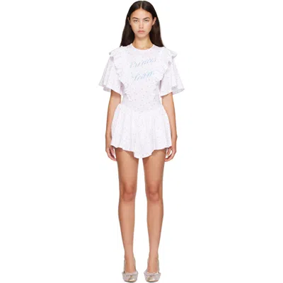 Sandy Liang White & Pink Filo Minidress
