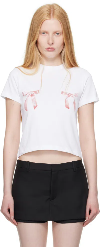 Sandy Liang White Bow Ame T-shirt