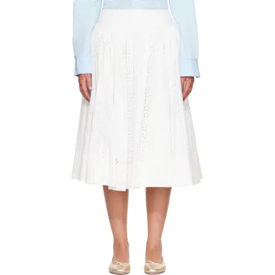 Sandy Liang White Murano Midi Skirt