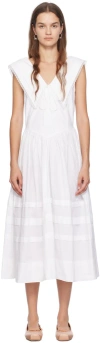 Sandy Liang White Opa Midi Dress In 100 White