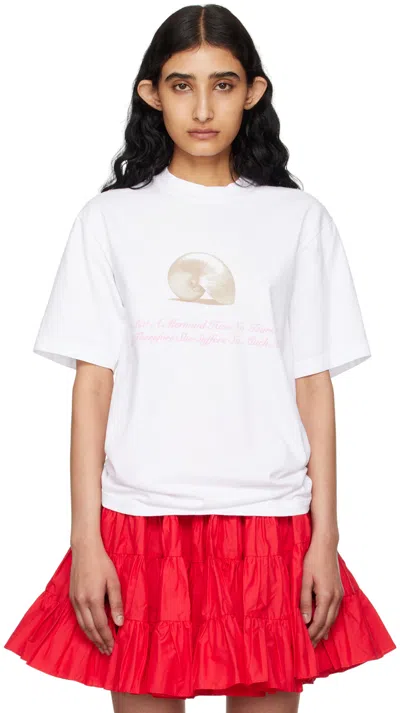 Sandy Liang White Scallop T-shirt In 100 White