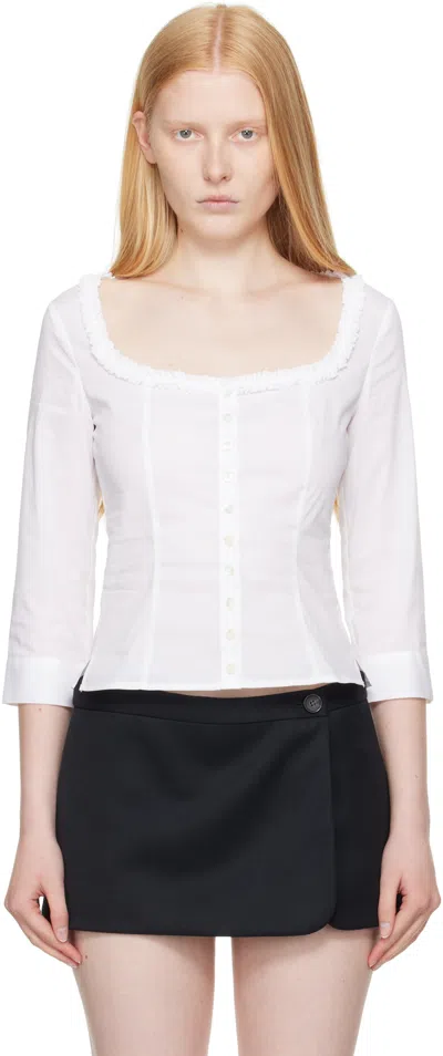 Sandy Liang White Simona Blouse
