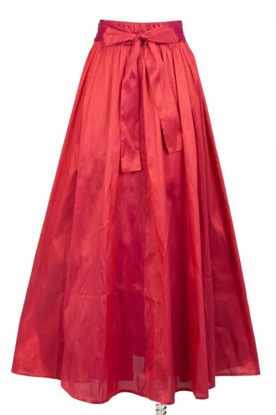 Sandy Liang Women's Dupioni Maxi Skirt In Red
