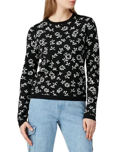 Sandy Liang Women's Floral Merino Wool Sweater In Black