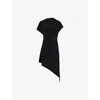 Sandy Liang Womens Black Sonar Asymmetric Stretch-jersey Mini Dress In Black
