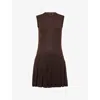 Sandy Liang Womens Brown Millie Pleated-hem Merino-wool Knitted Mini Dress