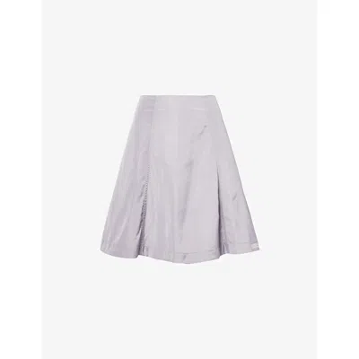 Sandy Liang Womens Grey Constance Flared Woven Mini Skirt In Gray