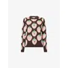 Sandy Liang Womens Multi Eddie Strawberry Merino-wool Knitted Cardigan
