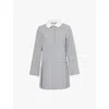 Sandy Liang Womens  Ado Contrast-collar Pleated Woven Mini Dress In Grey