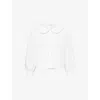 Sandy Liang Womens White Crayon Broderie-anglaise-trim Cotton Shirt In White