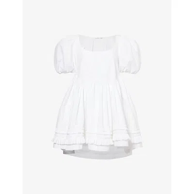 Sandy Liang Womens Kewpie Ruffle Cotton Mini Dress White