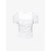 Sandy Liang Womens White Walnut Puff-sleeve Cotton Top In White