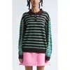 Sandy Liang Woods Mixed Stripe Merino Wool Polo Sweater In Multi