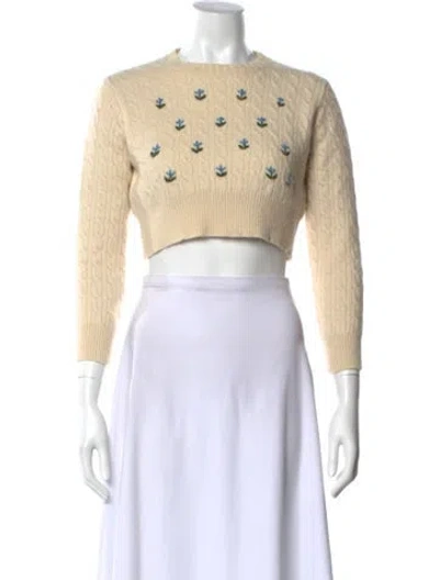 Pre-owned Sandy Liang Wool Crew Neck Sweater In Neutral