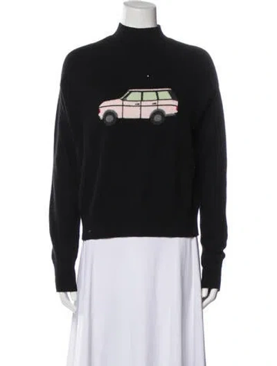 Pre-owned Sandy Liang Wool Graphic Print Sweater In Black