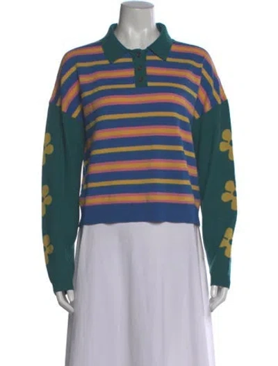 Pre-owned Sandy Liang Wool Striped Sweater In Blue