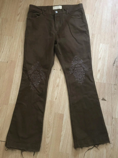 Pre-owned Sangiev Brown Embroidered Flared Jeans