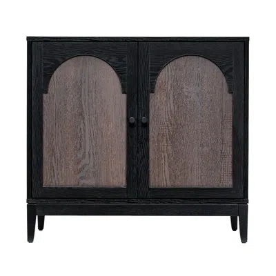 Sango Arch 2-door Cabinet - Black/brown, Arched Doors, Practical Shelving, Stylish Accent Piece