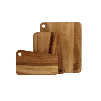 Sango Atelier Acacia Wood 3-piece Stackable Cutting Board Set With Slant Edge & Juice Grooves - Reversible