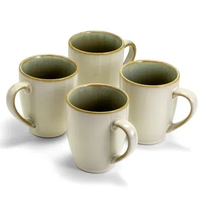 Sango Resona  Stoneware Coffee Mug In Green;gold;cream
