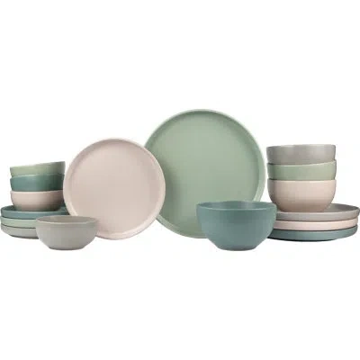 Sango Rollo 16-piece Artist's Blend Casual Stoneware Dinnerware Set - Service For 4 In Beige,blue,green